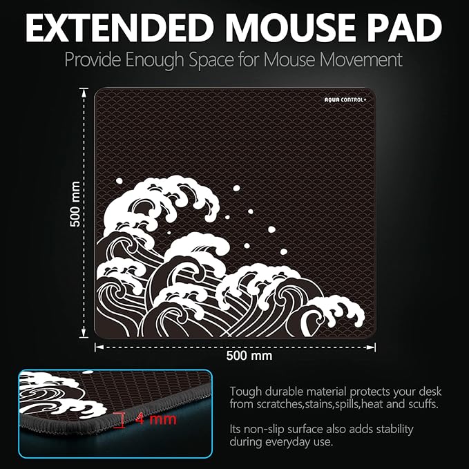 X-Raypad Aqua Control Plus Wave Gaming Mouse Pad Ultra-High Precision Mouse Pad with Perfect Speed and Control Capability Consistent X and Y Glide Designed for Fps Players with Low DPI Requirements