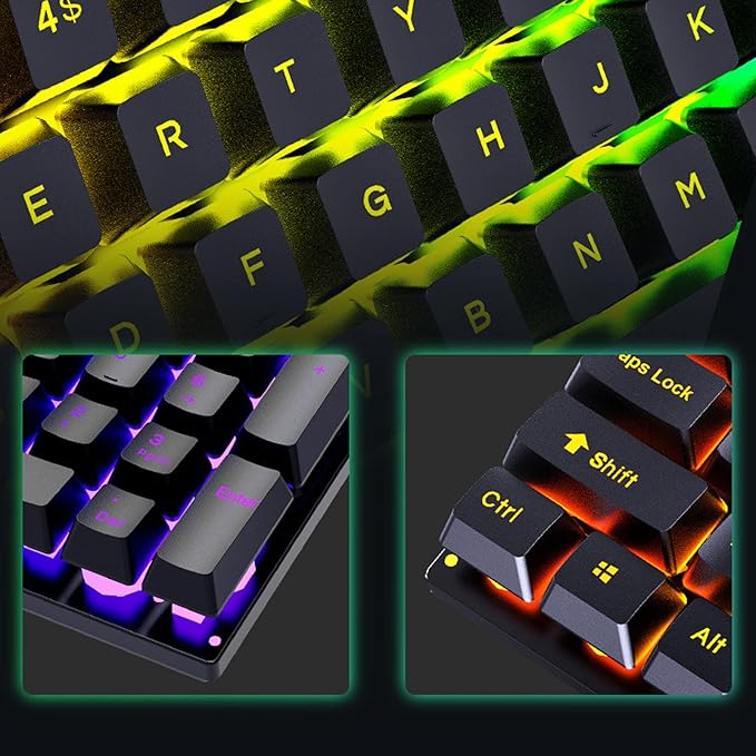 Keyboard and Mouse Combo RGB LED Backlit Gaming 104 Keys Wired USB Keyboards with Ergonomic Gaming Mouse for PC Computer Desktop(Black)