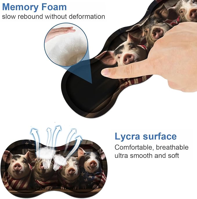 Ergonomic Keyboard Wrist Rest &amp Mouse Pad Wrist Rest Set Large XXL Gaming Desk Mat 31.5x 11.8 with Memory Foam Easy Typing Pain Relief for Office &amp Home Funny Piggy Wrapped in American Fl