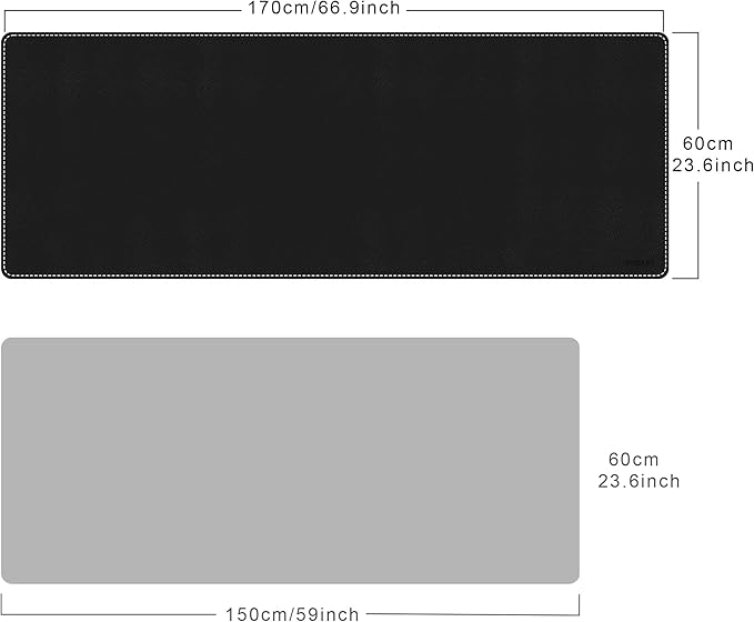Mydours Extra-Long 67 x 24 Desk Mat PU Leather Surface with Seamless Stitching Wide Desk Blotter for Multiple Monitors Durable Writing Pad and Gaming-Friendly Mouse Surface (Black)