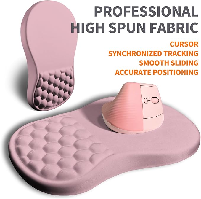Ergonomic Joint Wrist Support Mouse Pad with Memory Foam Cushion Massage Bump Carpal Tunnel Pain Relief Mousepad Slope Design for Wrist Rest 11.8x7.9 in Thistle