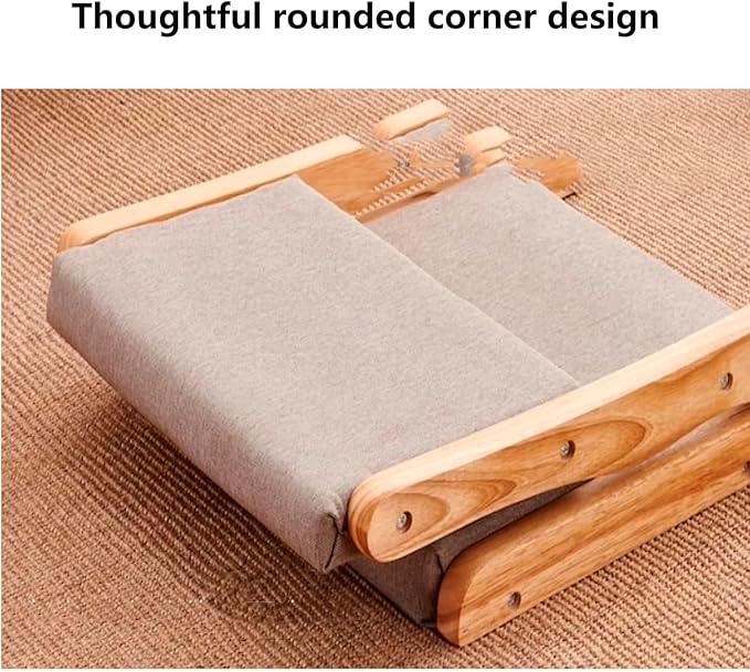 BTZHY Floor Chair Japanese Legless Chair Seat with Back Support FoldableWood Folding Floor ChairHome Bay Window Lazy Backrest Chair Meditation Floor Seating for Living Room(F)