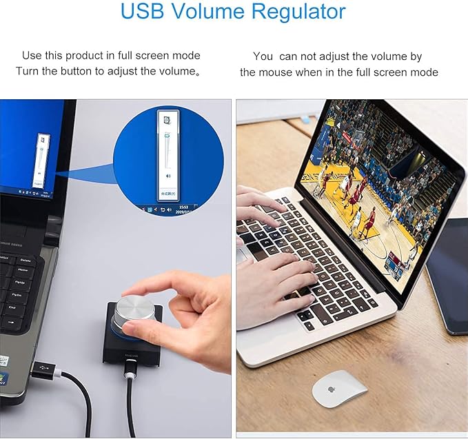 USB Volume Control AIMOS Lnline Volume Knob Lossless Audio Computer with 6.57ft USB Cable Mute Volume Control and PC Speakers Switch Control Module for XP MAC Vista Win 7 8 10 Android Etc