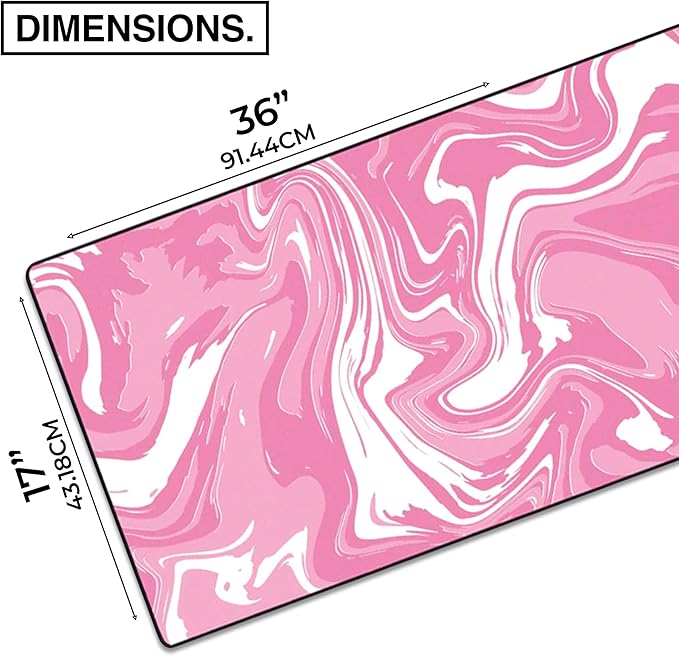 MPCO. Original Large Gaming Desk Mat – 36 x 17 Duraglyde Strata Pink Full Desk Mouse Pad for Smooth Precision – Non-Slip Washable Extra-Large PC Mouse Pad for Gaming Sessions