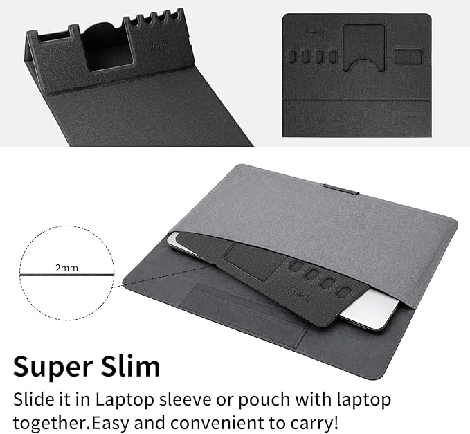 Mouse Pad with Phone Holder &amp Pen Holders Wireless Charging Desk Mat Mousepad Home Office Desk Pad with Ultra-Smooth Surface Non-Slip Base Waterproof Keyboard Pad Classic Black Desk Mat