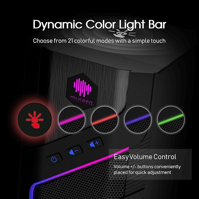 W-206RE RGB Gaming Speakers for PC Bluetooth &amp USB Desktop Speakers for Gaming PC and Monitor Touch Control Stereo Computer Speakers with 21 LED Light Modes