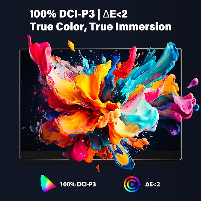 InnoView 14 Inch OLED Portable Monitor 4k UHD 3840x2400 Portable Monitor 100% DCI-P3 | 100000:1Contrast | Built-in Speakers Travel Monitors for Laptop PC MAC Phone PS4 Xbox Switch