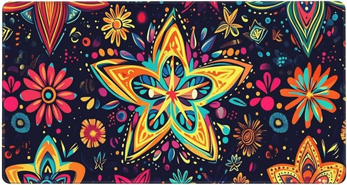 Boho Star Floral Desk Cover MatExtended Large Mouse PadComputer Laptop Mat Desk Decor for Office Game Home 30x16 Inch