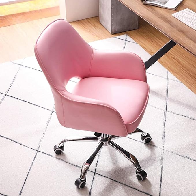 Office Chair Velvet Fabric Seat Swivel Computer Chair Office Chair Adjustable Middle Back Table and Chair Ergonomic Gaming Chair Chair (Color : Pink) Needed