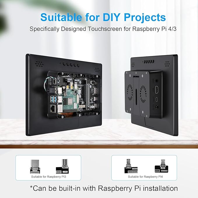 10.1 Inch Touchscreen for Raspberry Pi5-Point 1920 * 1200 IPS touchscreen Portable Monitor with HDMI Interface Dual-Speaker for Raspberry Pi 5/4B/3B+/3B/B+ Jetson Nano Win11/10/8/7(10.1'' 1920*1200)