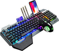 Wireless Gaming Keyboard and MouseRGB Backlit Rechargeable Keyboard Mouse with 5000mAh Battery Metal PanelRemovable Hand Rest Mechanical Feel Keyboard and 7 Color Gaming Mute Mouse for PC Gamer