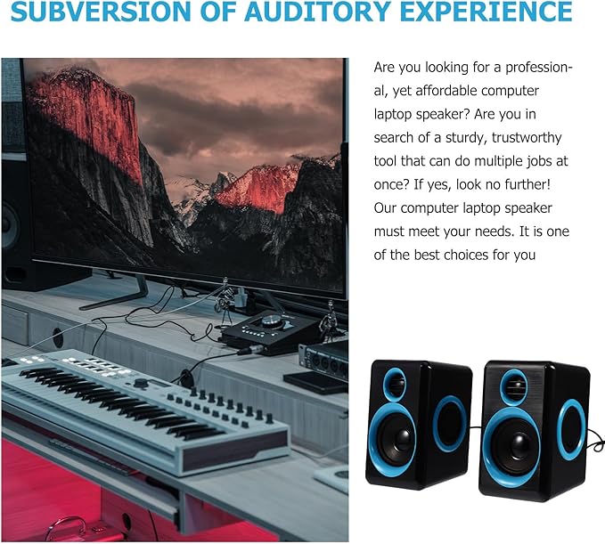 Homoyoyo Mini USB Desktop Computer Speakers 2pcs Mini Speakers for Laptop Pc USB 2.0 Powered Home Computer Sound Box with Dc5v Voltage Support
