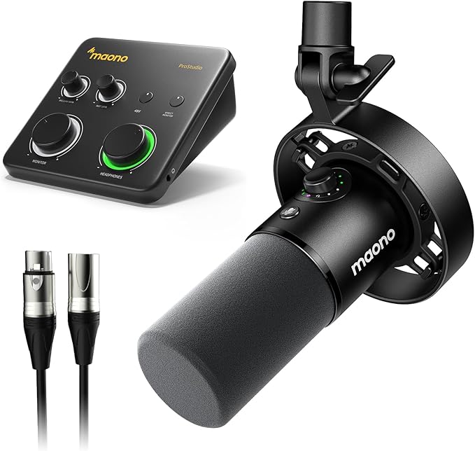 MAONO Podcast Equipment Bundle-XLR USB Podcast Recording Mic kit(PD300X+PS22 Lite+XLR-180)