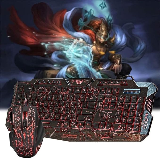 Gaming Keyboard Mouse Headset &amp Mouse Pad Kit LED Backlit Wired