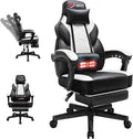 Video Gaming Chair for Adults Computer Chair with Footrest and Ergonomic High Back Big and Tall Gamer Chair with Massage Lumbar Support 360° Swivel Height Adjustable Computer Chair White