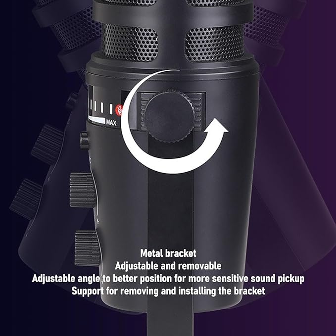 Zopsc Professional Dynamic Microphone USB XLR Mic with Multi Function Knob Adjustable Metal Bracket for Live Recording Gaming Karaoke