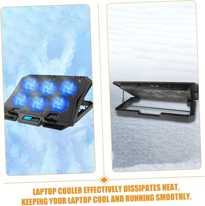 Laptop Cooling Pad 15.6 Inch Quiet Laptop Fan Cooler Stand with Adjustable Speed and Blue Light for PC Notebook Cooling