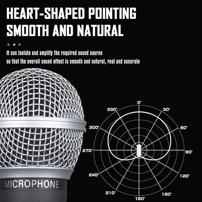 Microphone Handheld Mic Dynamic Moving Coil Cardioid Microphone for Singing 3 Pin XLR Interface Compatible for Power Amplifiers Mixers Effects Processors (P ink)