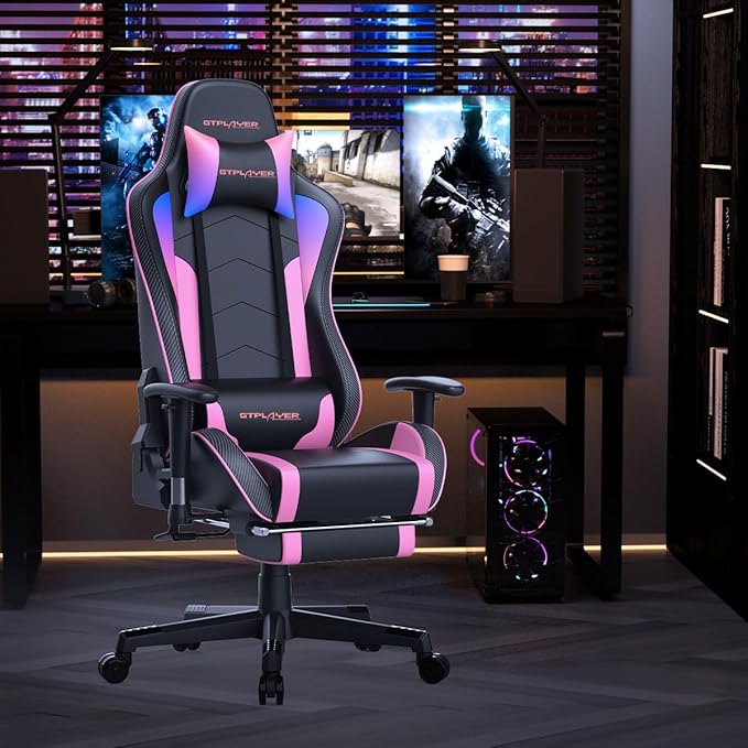 GTPLAYER Gaming Chair with Footrest Speakers Video Game Chair Bluetooth Music Heavy Duty Ergonomic Computer Office Desk Chair