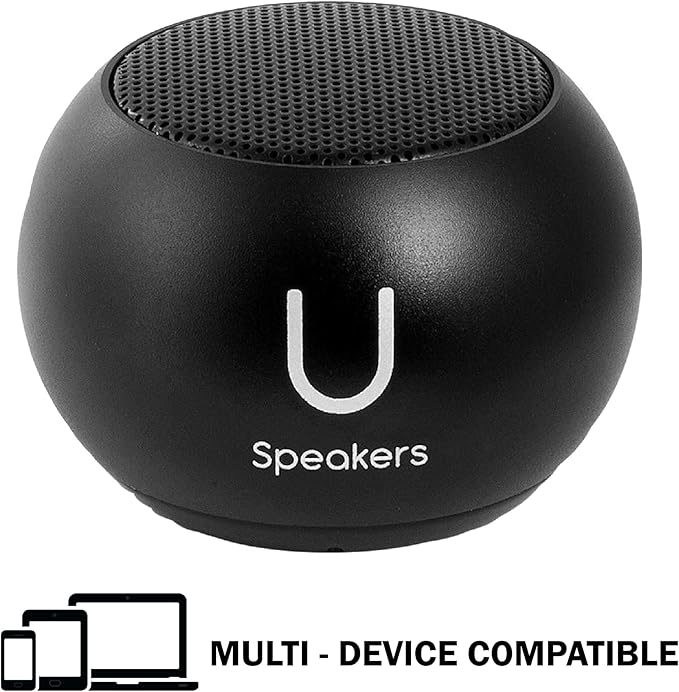 Fashionit U Speakers Mini Bluetooth Computer Speaker 2-Pack Bundle with Matching Speaker Built-in Mic &amp Selfie Remote Control for Workspace Desktop Laptop Mobile Tablet PC - Black