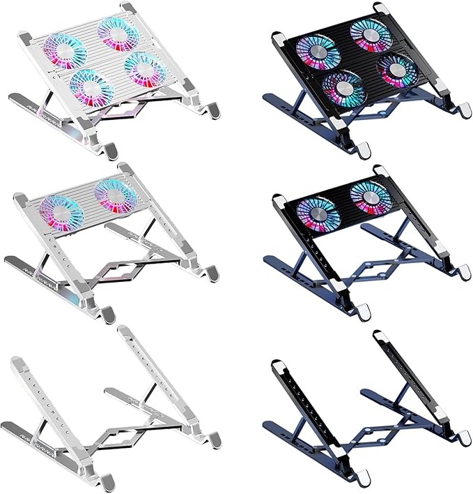LED Laptop Cooling Pad Gaming Coolers Fan Stand with Quiet Fan Folding Bracket for Laptop
