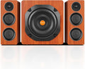 Computer Speakers with Subwoofer 2.1 Gaming Speaker System for Desktop PC 8 Deep Bass Bluetooth 5.3 AUX/RCA/Optical/Coaxial Surround Sound for PC/Monitor/TV - Brown