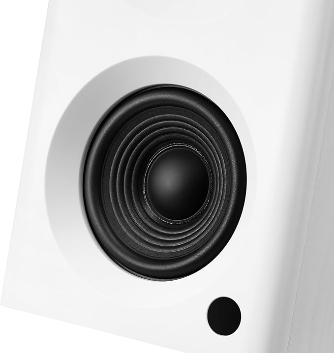 Bookshelf Speakers with Deep Bass 80W Max Output HiFi Gaming Computer Speakers 4 Desktop Audio System for Music Record Player RCA to 3.5mm Cable White Pair