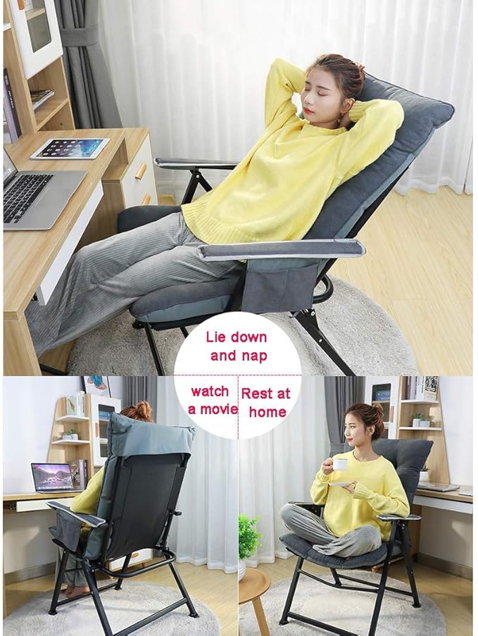 Computer Office Chair Swivel Task Chair Patio Backyard Lazy Armchair Ergonomic Computer Chair Wide Desk ChairAdjustable Angle Gaming Chair with Lumbar Pillow and FootrestFoldable Reclining Chair Off