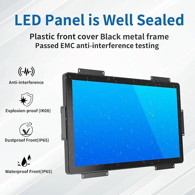 27 Inch Open Frame Touch Monitor PCAP 10-Point Touch Industrial Touchscreen Monitor with HDMI/VGA/DVI Interface Active Matrix TFT LCDLED Backlight with VESA Mount