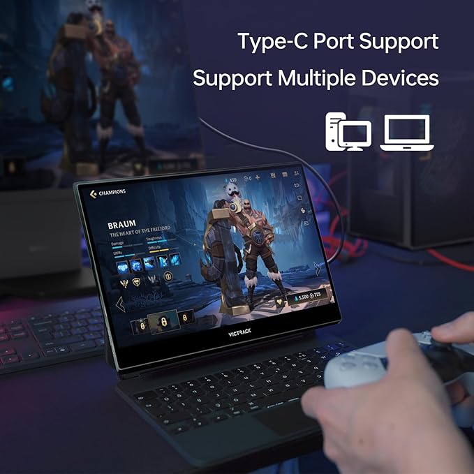 4K UHD Touchscreen Ultra Portable Monitor for Gaming and Designing 13.3“ Slim UHD (3840 x 2160) Touch 100% sRGB Type-C USB &amp Mini HDMI Portable Gaming Monitor with Cover