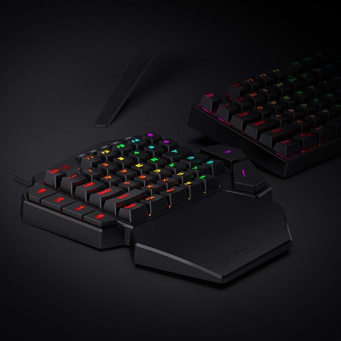 Redragon K585 DITI Wired One-Handed RGB Mechanical Gaming Keyboard 42 Keys Type-C Professional Gaming Keypad w/Upgraded Hot-Swappable Socket 7 Onboard Macro Keys &amp Detachable Wrist Rest