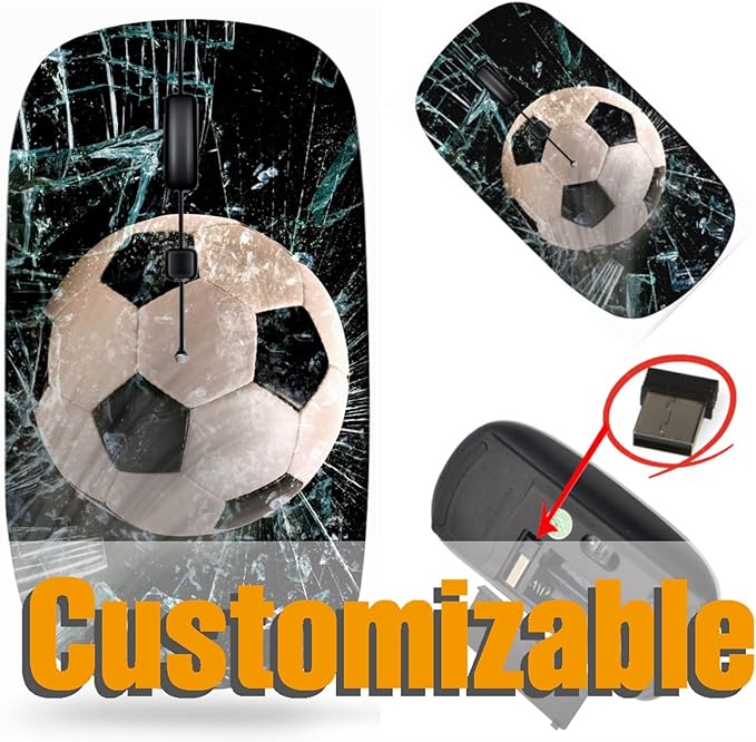 maizi Wireless Mouse for PC MacBook Computer Laptop (BYADAUam2A_Fast Soccer Ball THR_115)