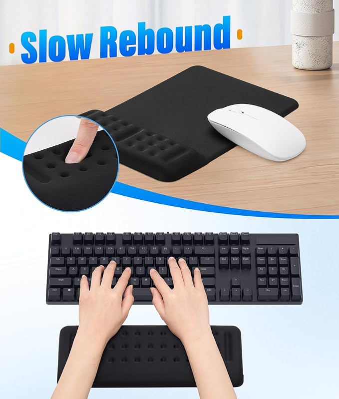 Arm Rest for Desk 3PCS L-Shaped Desk Elbow Pads and Mouse Pad Memory Foam Desk Wrist Rest with Non-Slip Base for Office Home Gaming Study(12 * 4 inch)
