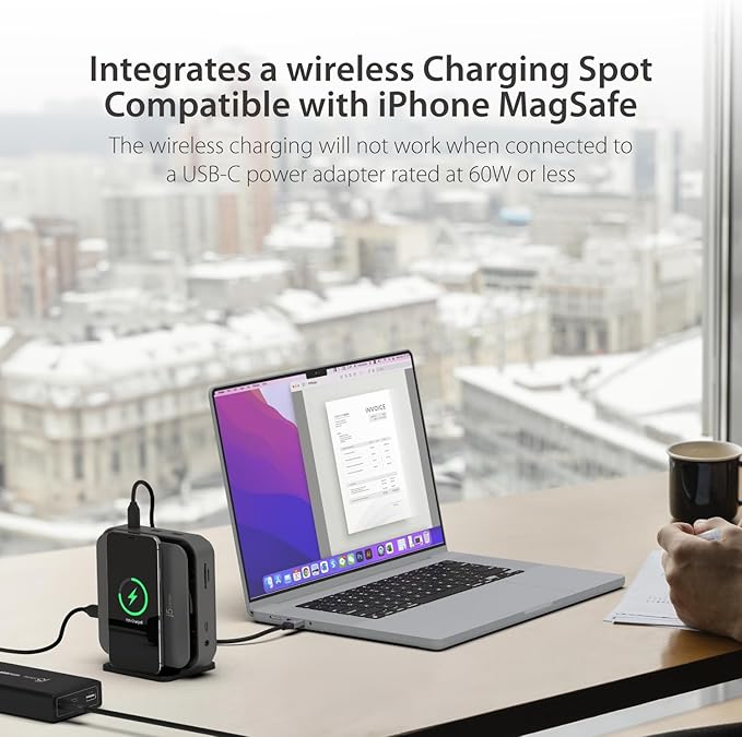 j5create USB-C Dock Dual 4K HDMI - Supports Dual Extended 4K Display for Windows and M1/M2/M3 MacBook Built-in 15W Magnetic Wireless Charger USB-A x 2 USB-C x 2 Gigabit ethernet (JCD3199)