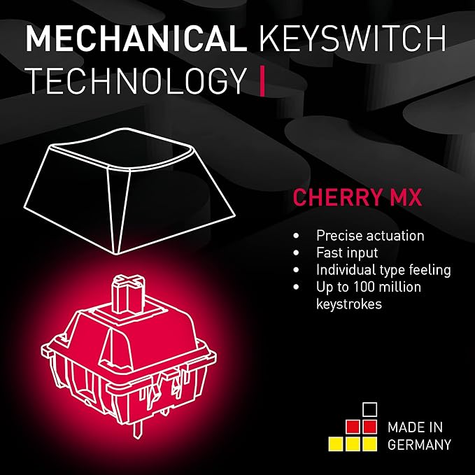 Cherry MX 3.0 S Wired Mechanical Gaming Keyboard. Aluminum Housing Built for Gamers w/MX Red Switches. RGB Backlit Color Display Over 16m Colors. from The Makers of MX. Full Size. Pure White.