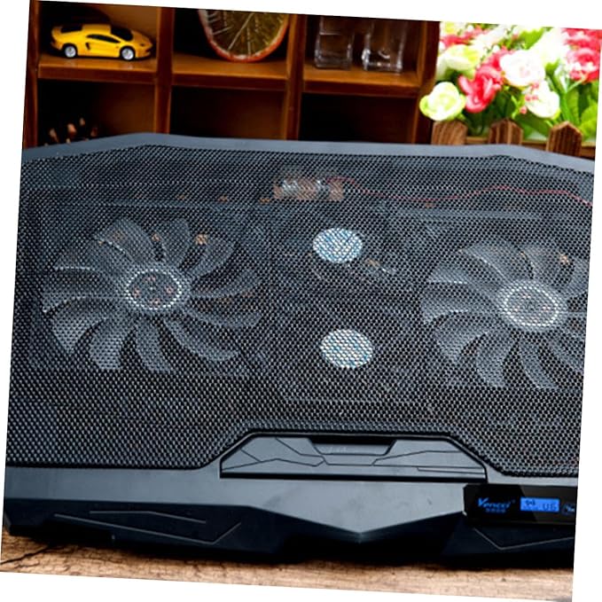 BESPORTBLE Silent Laptop Cooling Stand with Powerful Fans for Notebooks Ergonomic Desktop Support Stable Sturdy Design Relieves Neck Low Energy Consumption Black Model