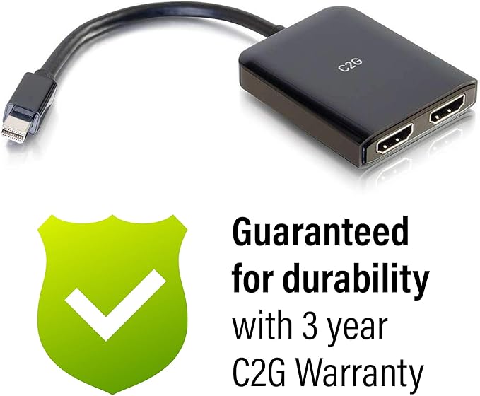 C2G 54292 USB Powered 4K 2-Port Mini DisplayPort to HDMI MST Hub Monitor Splitter Black