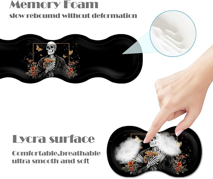 Ergonomic Keyboard Wrist Rest &amp Mouse Pad Wrist Rest SetXL Gaming Desk Mat 31.5x 11.8Non-Slip BaseMemory FoamEasy Typing Pain Relief for Office &amp HomeSkull with Orange Flowers