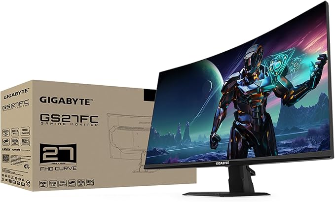 GIGABYTE GS27FC 27 180Hz 1080P Gaming Monitor 1920 x 1080 VA 1500R Display 1ms (MPRT) Response Time HDR Ready FreeSync Premium 1x Display Port 1.4 2X HDMI 2.0 (GS27FC US)