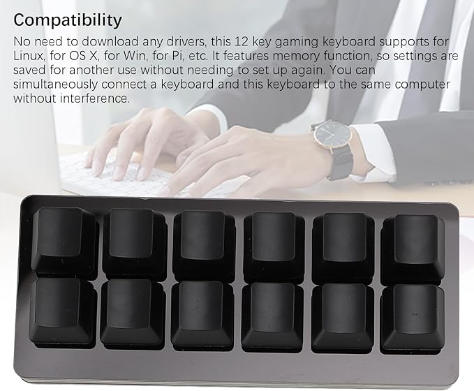 Zunate 12 Key Mechanical Gaming Keyboard One Handed Macro Customized OSU Keyboard USB C Wired Programmable RGB Backlit Keyboard for PC (Black)