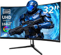 ZZA 32 Curved Gaming Monitor 4k UHD(3840 * 2160P) VA Screen 1500R 144Hz/160Hz Computer Moniter Supports AMD Freesync 120% sRGB HDR10 Wall Mountable Installs(HDMI 2.1 * 2/DP 1.4 * 2)-Black