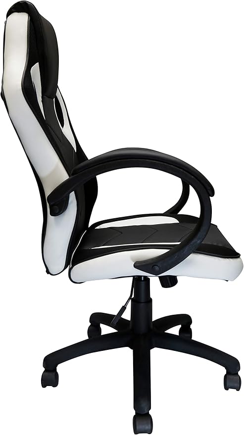 Nicer Furniture Gaming Chair Reclining Racing Game Chair Ergonomic Computer Chair for Gamer with Back Tilt and Armrest (White)