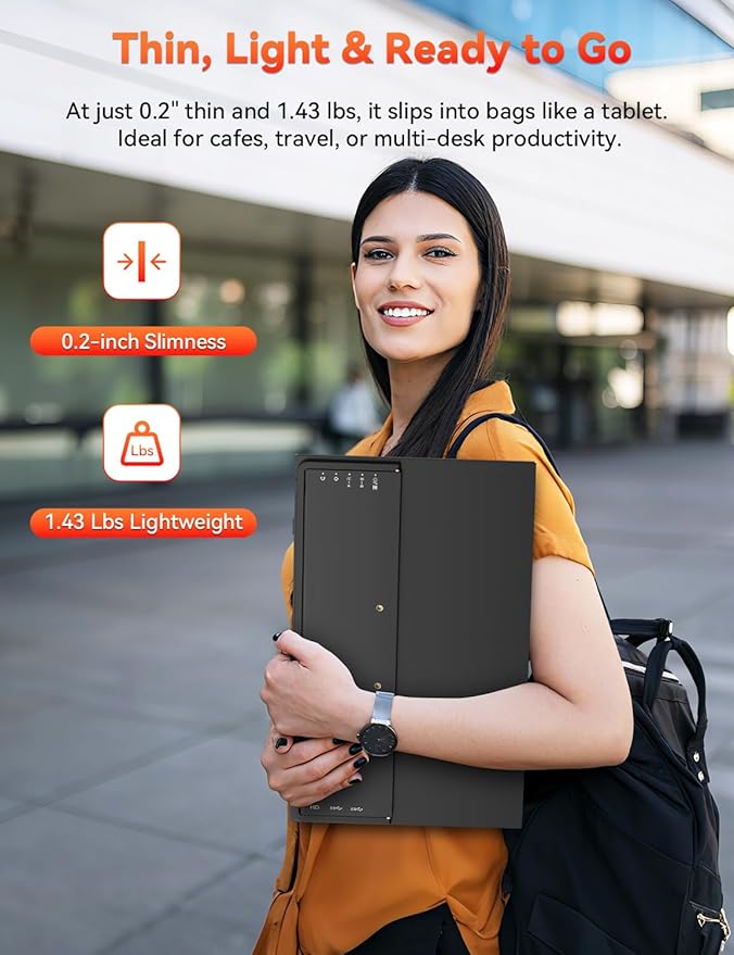 HotYeah Portable Monitor 15.6-in 1080P FHD Laptop Monitor USB-C HDMI External Computer Display HDR FreeSync IPS w/Kickstand &amp Speaker 2nd Screen for Laptop PC Mac Phone Tablet Switch PS5 Xbox