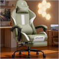 GTPLAYER Gaming Chair with Foot Rest &amp Pocket Spring Cushion Ergonomic High Back Computer Desk Chair with Headrest &amp Lumbar Support for Back Pain Relief Breathable Fabric Green