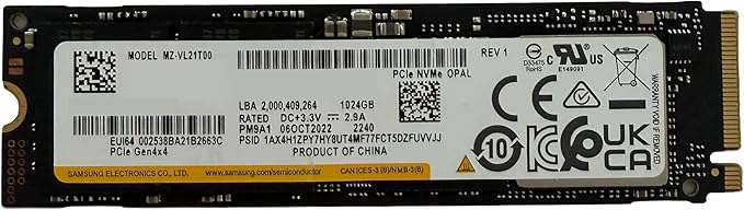 Skyerd New PM9A1 MZ-VL21T0A Solid State Drive 1TB Internal M.2 PCI Express GEN4 X4 OEM for XPS 13 15 17 Yoga 9i 7i Spectre x360 2-in-1 LaptopsLenovo thinkpad