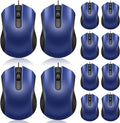 Hoteam 12 Pcs Blue Wired Computer Mouse Bulk Cord USB Computer Mice Ergonomic Wired Mouse for Pcs Computers Laptops Gaming Office Home Supplies