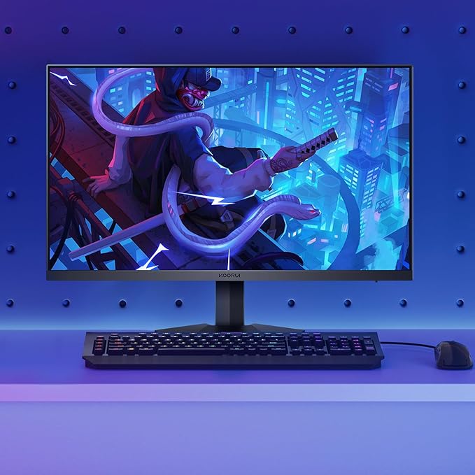 KOORUI 27 Inch Gaming Monitor 240hz 1ms FHD 1920x1080 90% DCI-P3 100% sRGB Color Gamut Adaptive Sync Compatible HDMI DisplayPort Black GN02
