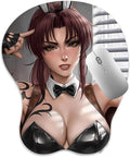3D Mouse Pad Oppai Mousepad with Soft Gel Wrist Rest Anime Manga Gaming Boob pad Anti-Slip Mouse Mat （Rev ）