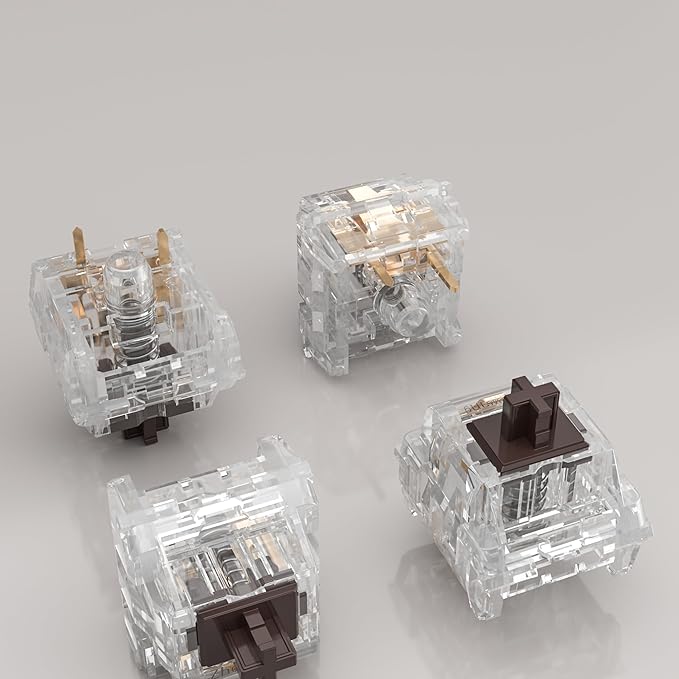 Zhouwang Crystal Brown Switches 3-Pin Pre-Lubricated Tactile Switches Dustproof and Waterproof for Mechanical Keyboards. (90Pcs)