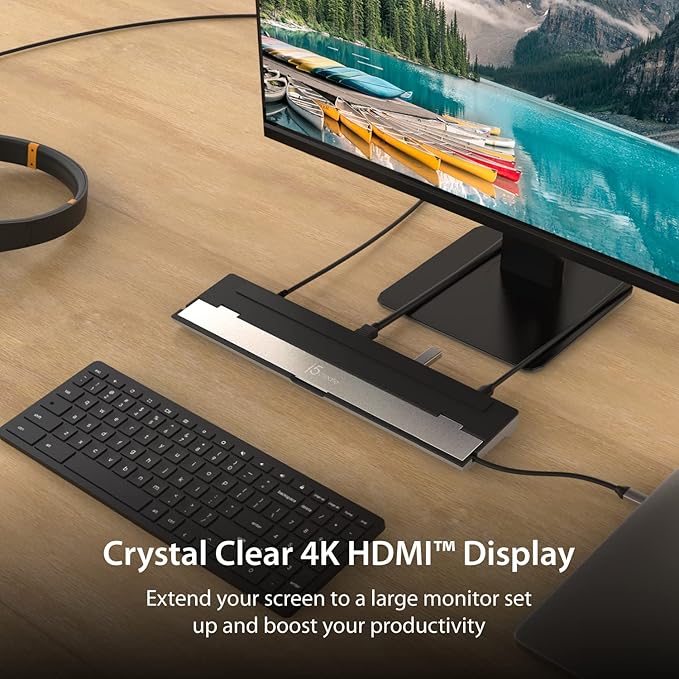 j5create USB-C 4K HDMI Docking Station (9-in-1) 4K HDMI 5Gbps USB-A x3 Card Reader PD 100W Gigabit Ethernet Combo Audio Jack for MacBook and Windows USB-C Laptop (JCD533)